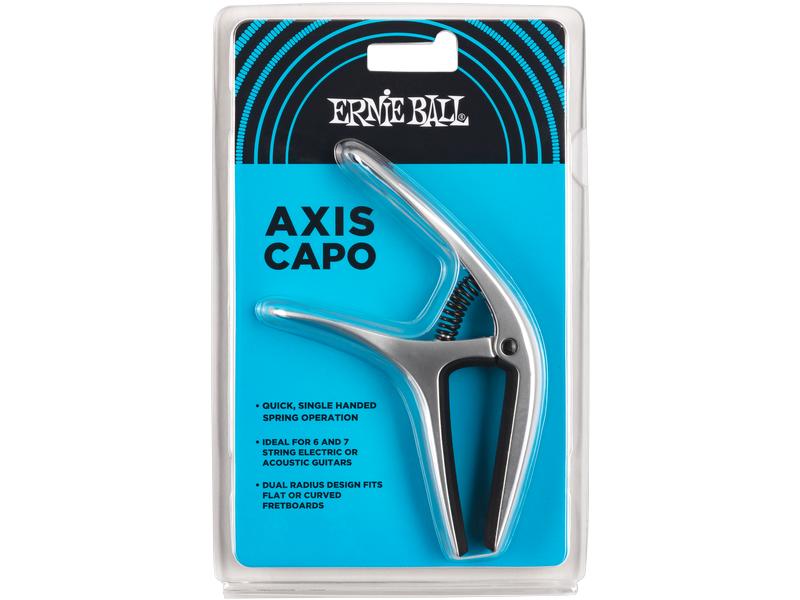 Ernie Ball Kapodaster Axis Capo Silber Ergonomischer Kapodaster für Akustik- und E-Gitarren