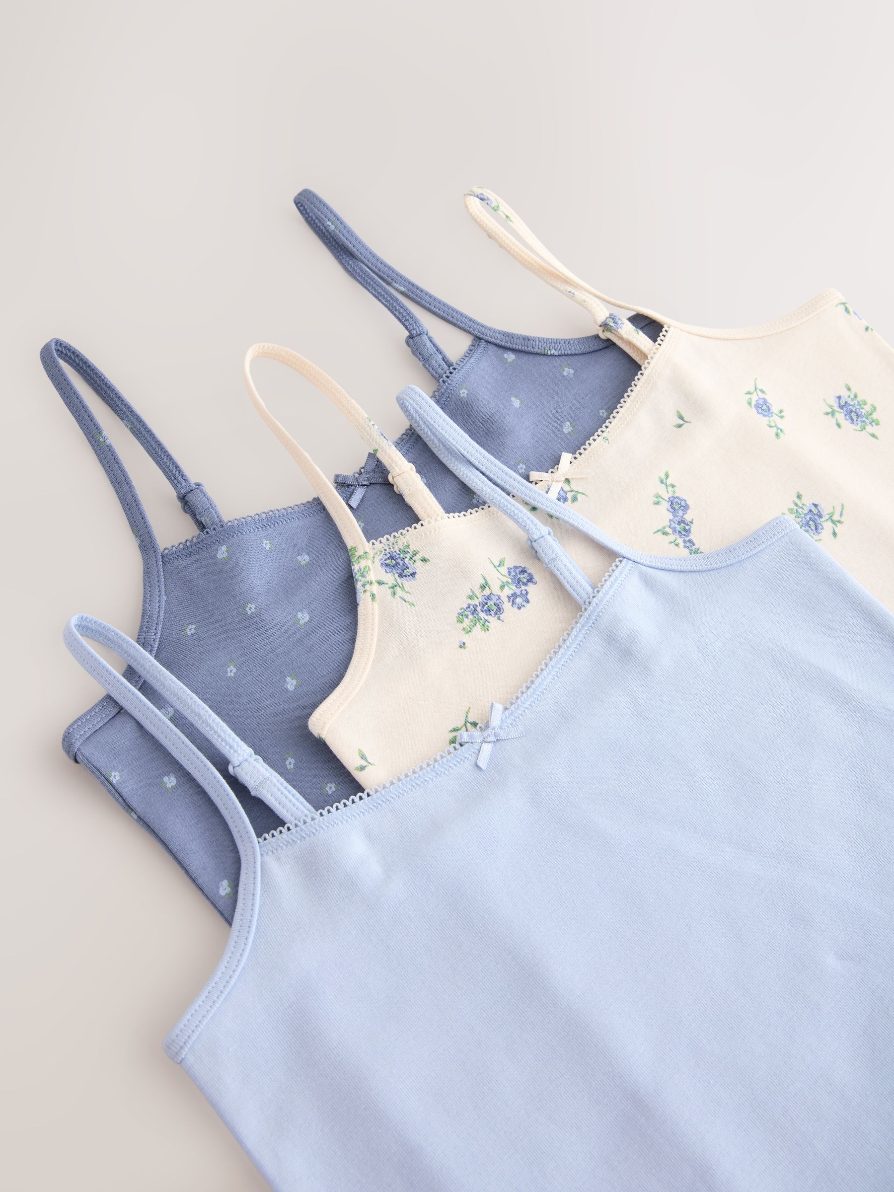 Blauw - Verpakking van 3 cami topjes met bandjes en print (1,5 - 16 jr)