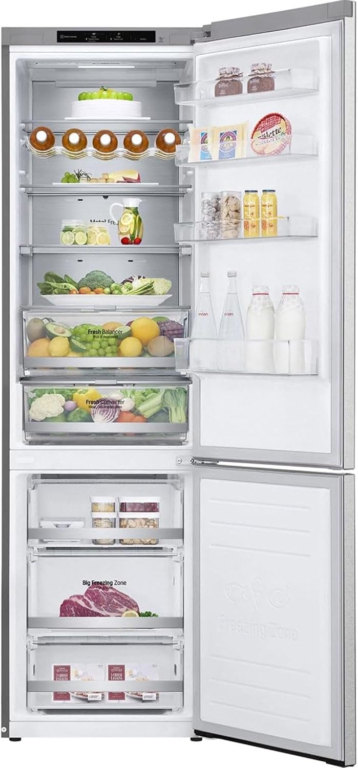 LG GBB92MBB3P, Klasse A-20%, 381 L, Kühl-/ Gefrierkombination mit Innendisplay, Frische Features, DoorCooling+, Variables Ablagefach für XXL-Stauraum, 59,5 x 67,5 x 203 cm ꟷ Metal Sorbet
