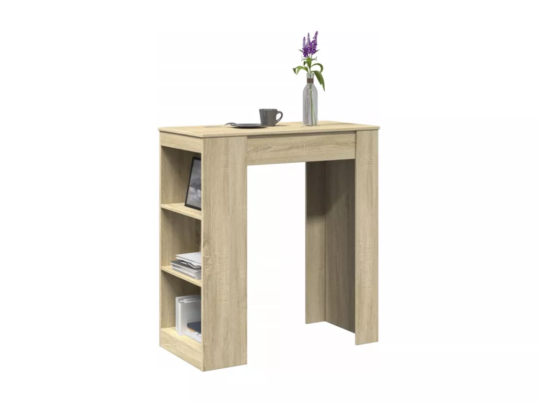 Table de bar avec étagères chêne sonoma bois d'ingénierie