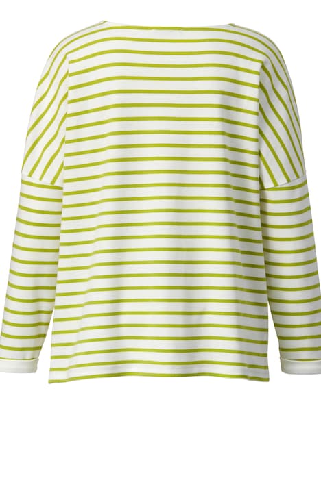 T-Shirt, oversized, Ringel, U-Boot-Ausschnitt, Langarm
