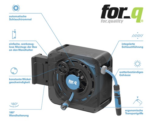 Wandslangbox voor_q FQ-WSB medium met automatische oprolfunctie inclusief 20m tuinslang 1/2