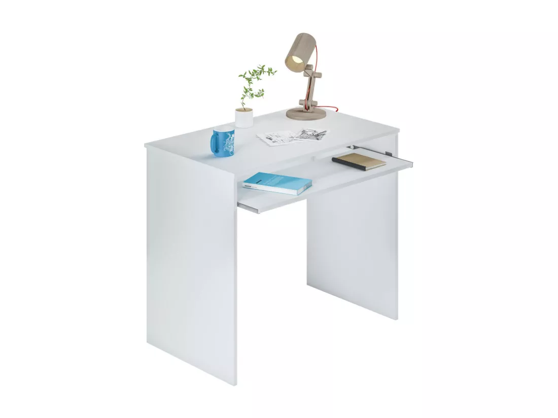 Dcapezz Desk, Bureau avec étagère, Table d'étude pour PC pour bureau ou chambre, Table d'étude, 90x54h79 cm, Blanc
