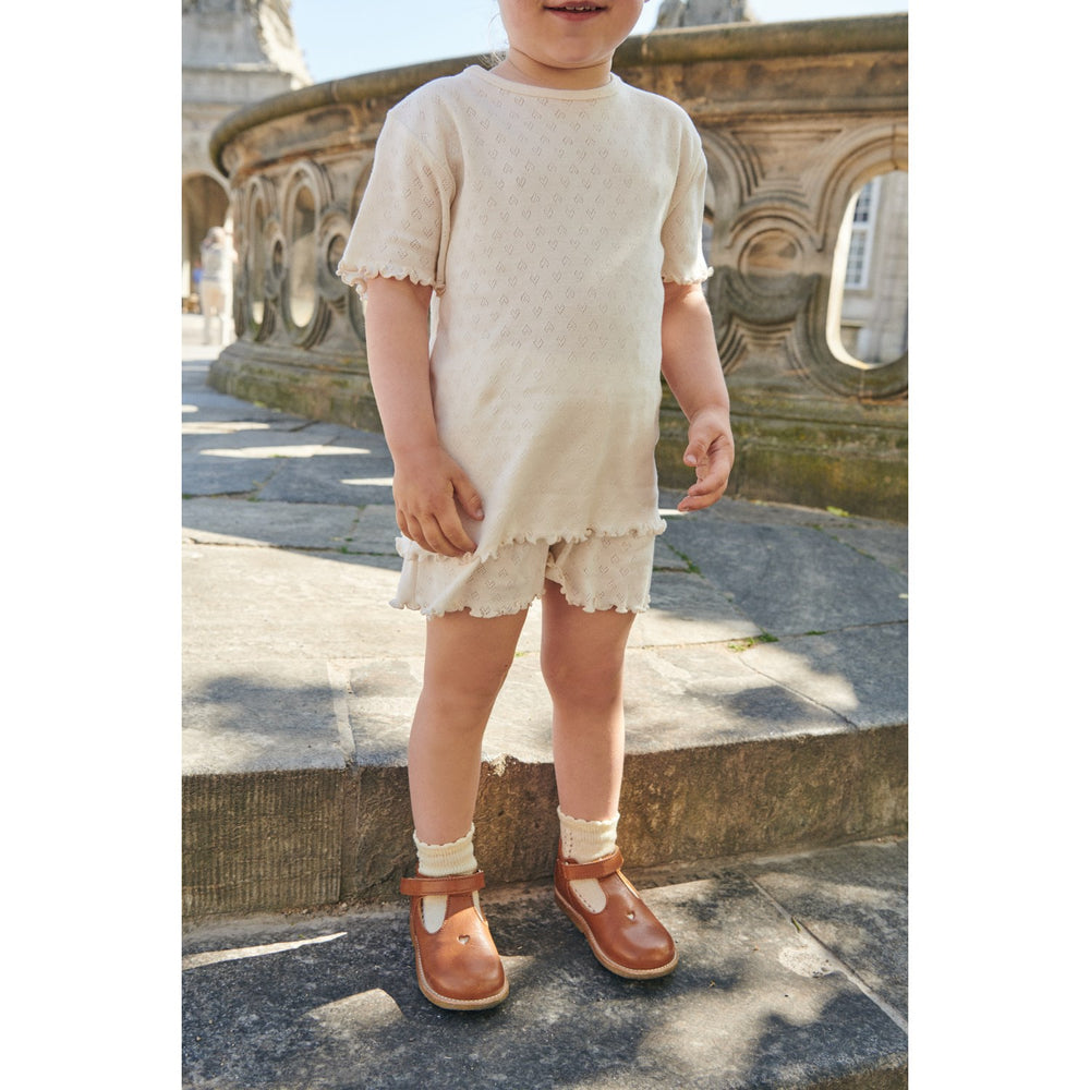 Køb COPENHAGEN COLORS Cream Pointelle Heart T-Shirt