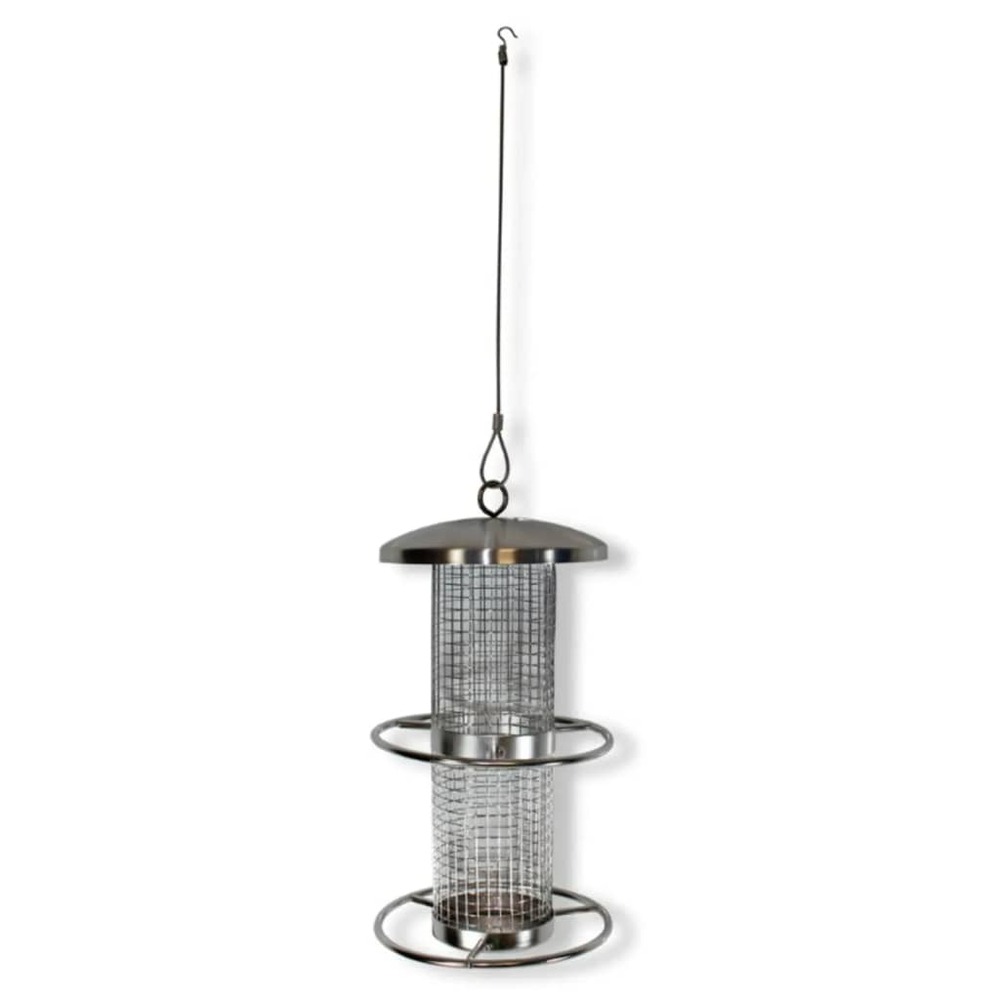 Station d'alimentation d'oiseaux suspendue 14x27,5 cm inox