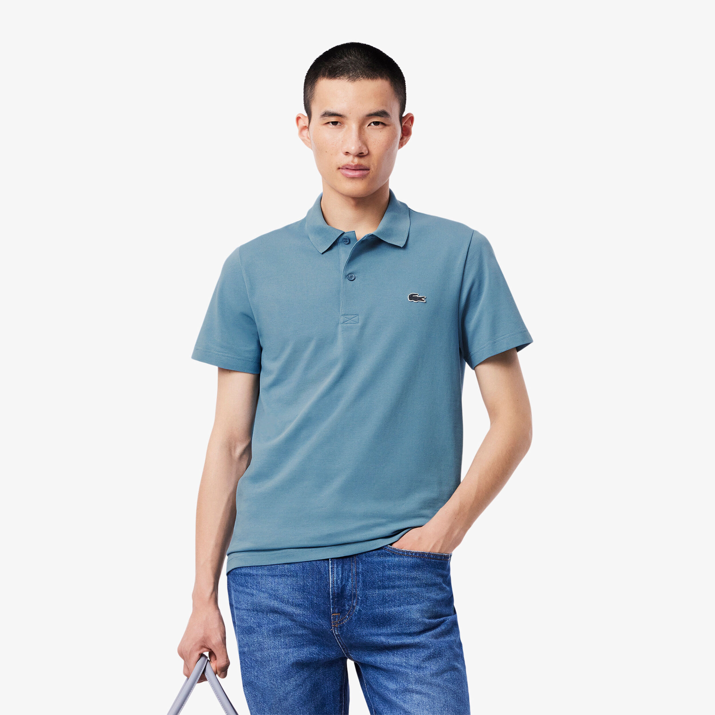Lacoste Regular Fit Blend Knit Polo Hommes - Bleu Gris