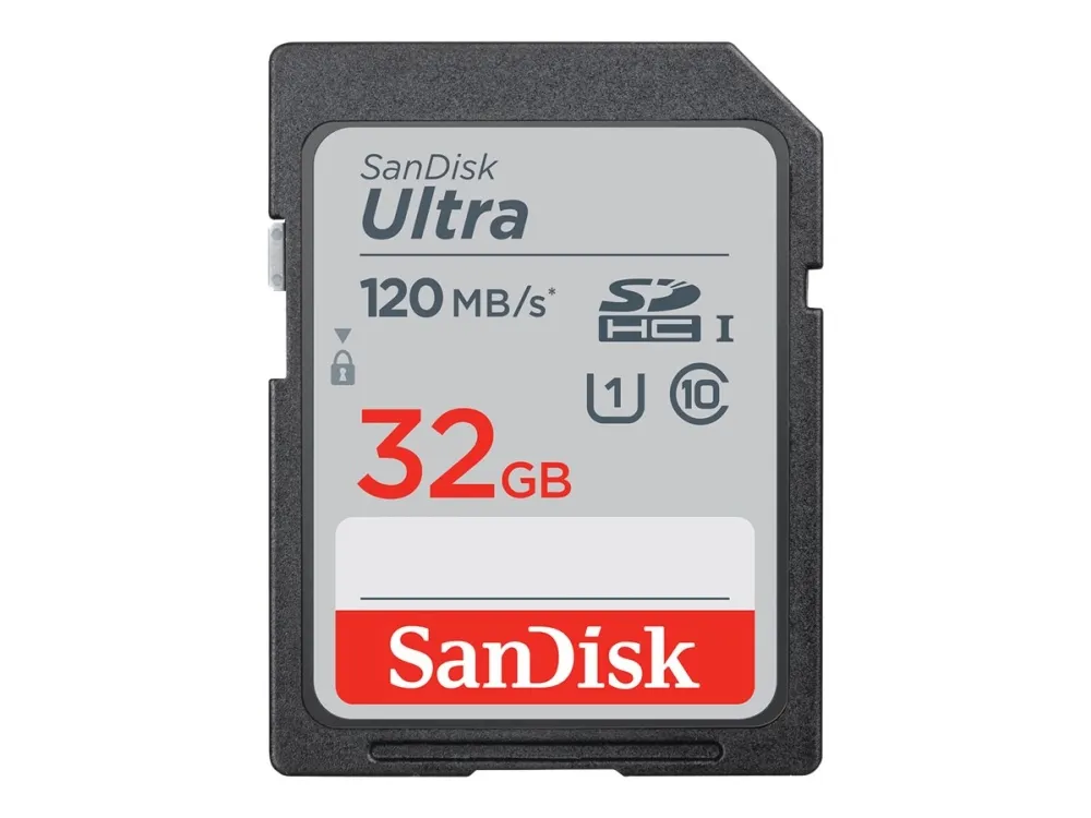 SanDisk Ultra, 32 GB, SDHC, klasse 10, UHS-I, 120 MB/s, klasse 1 (U1)