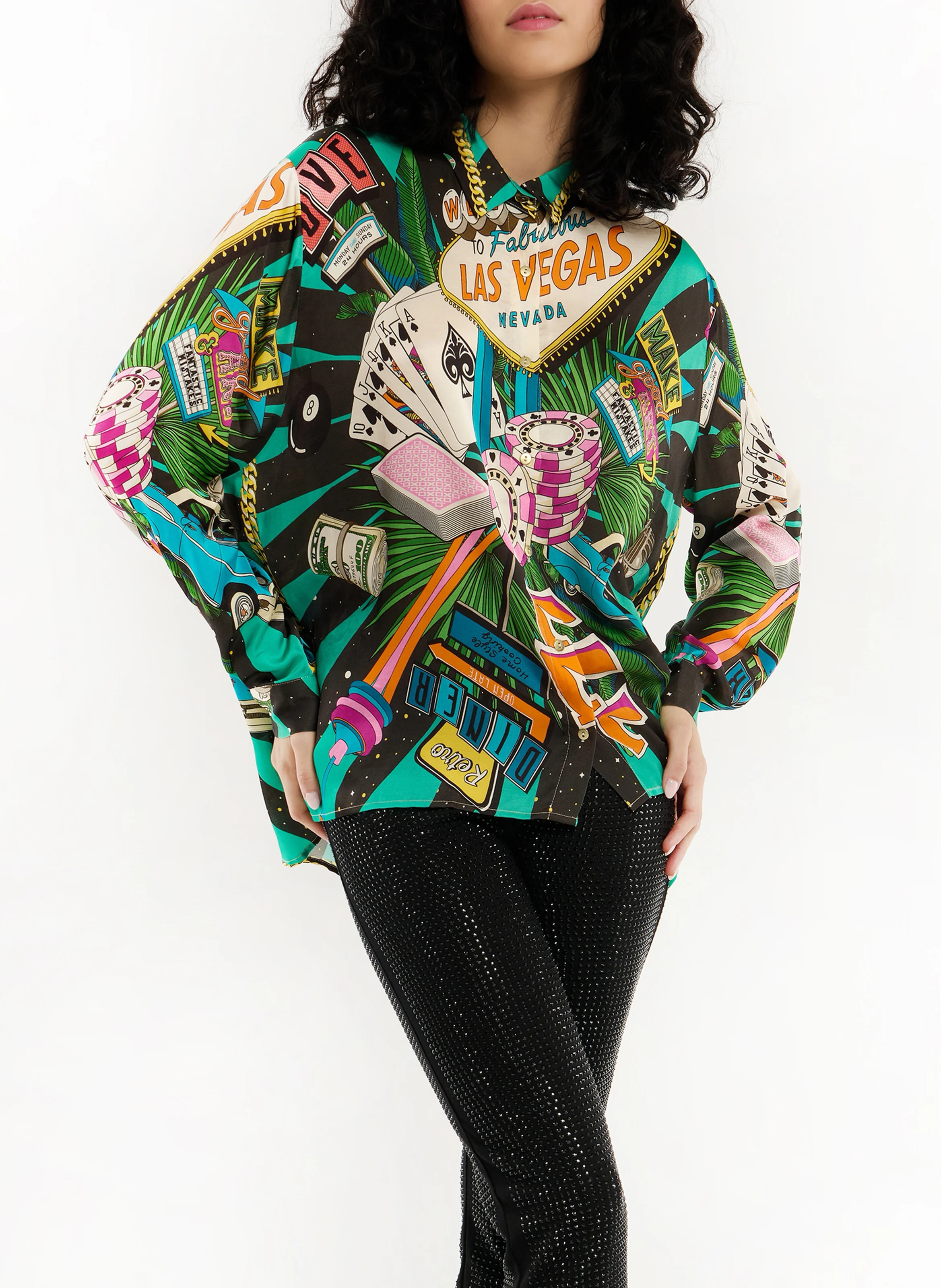 BONAVENTURE VEGAS - Chemise oversize imprimée | Noir