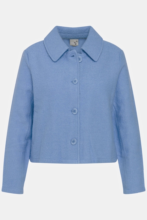 Wolljacke, Straight Fit, Hemdkragen, Langarm