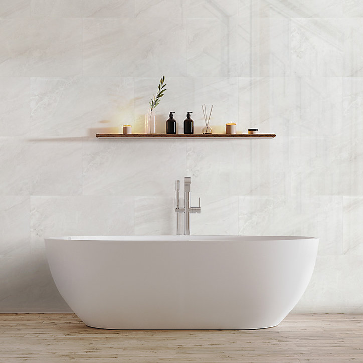 Dalle PVC Dumawall+ Gloss Evora gris brillant 37,5 x 65 cm