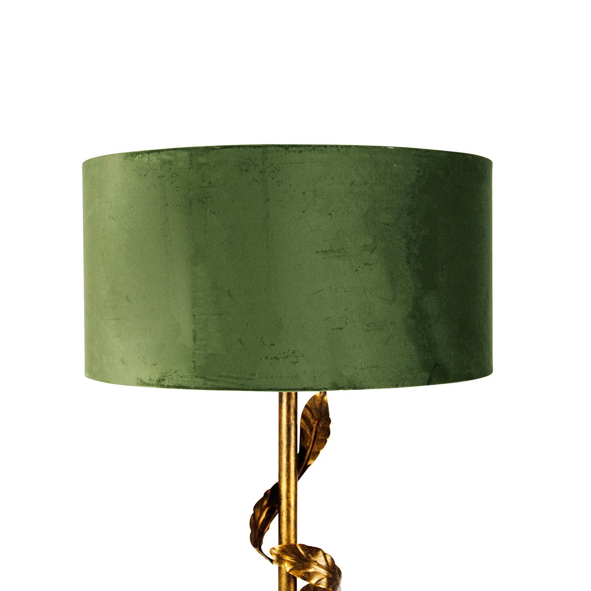 Vintage vloerlamp antiek goud met groene kap - Linden
