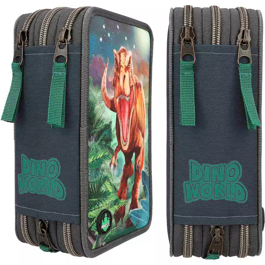 Depesche Federtasche LED grau Dino World 20 x 13 x 7 cm bunt