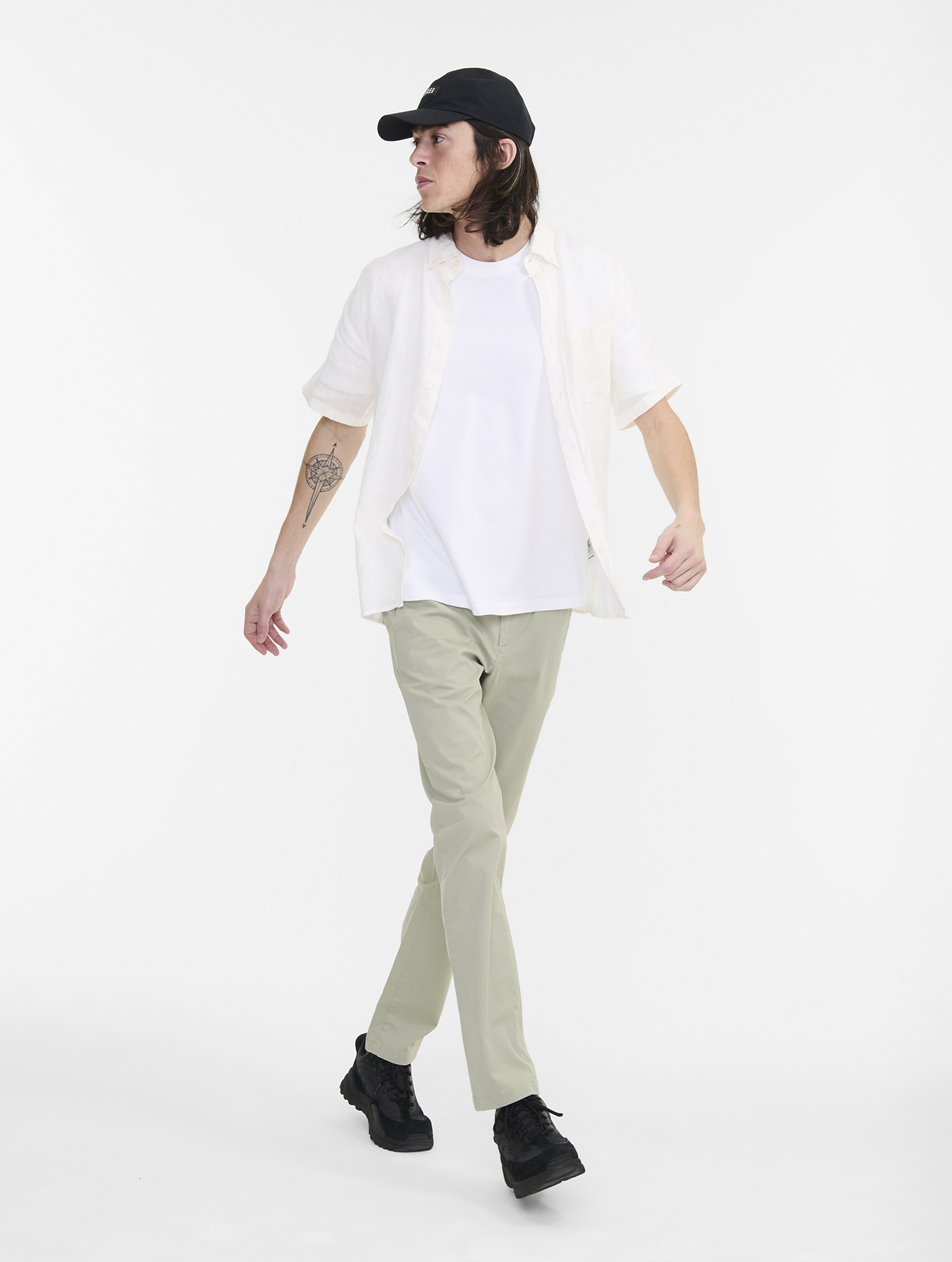 Chemise en lin à manches courtes LAIT