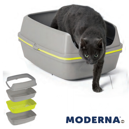 Bandeja higiênica moderna MP com grade removível para gatos.