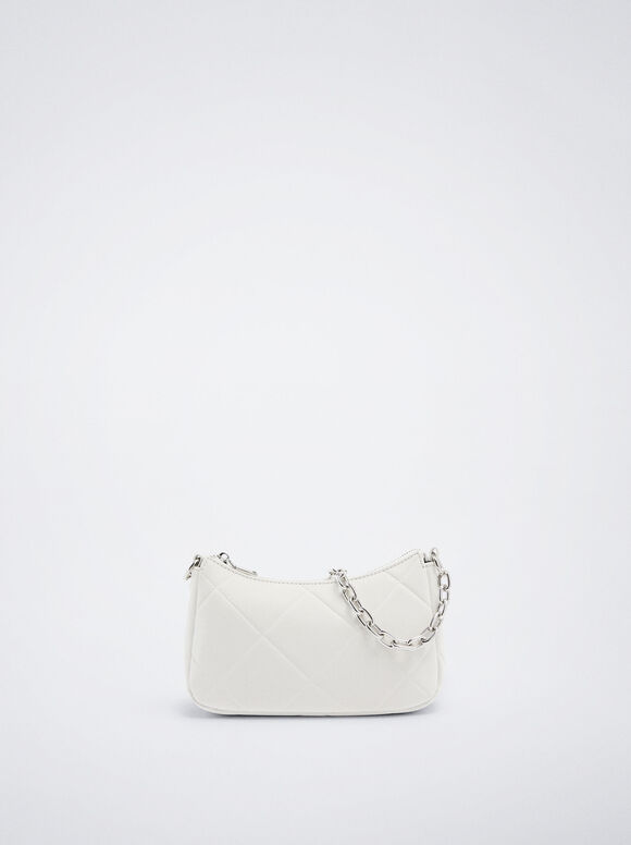Bolsa de ombro acolchoada com corrente - Off-White