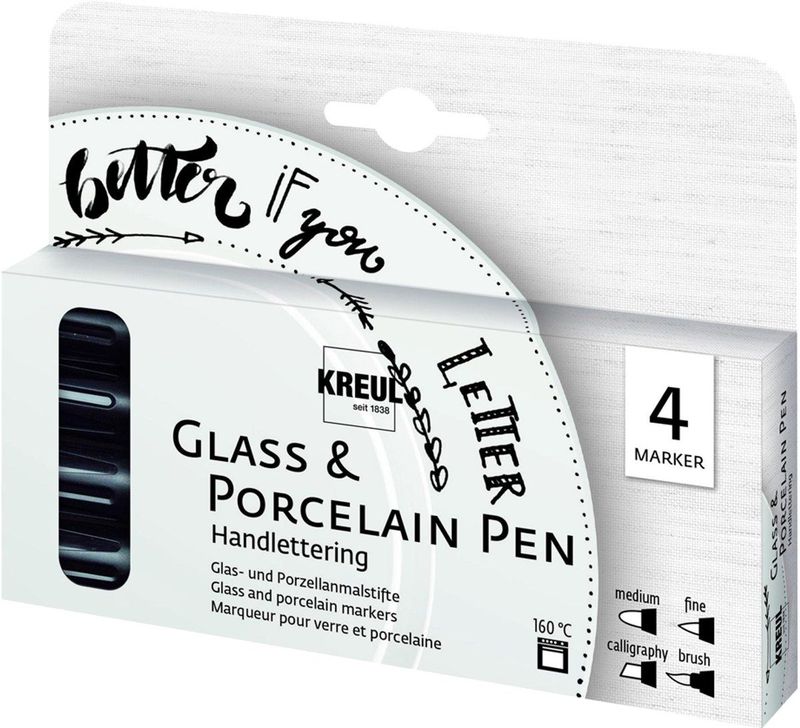 Kreul - Marker - Glas & Porselein Pen - Zwart - 4 mm - 4 x