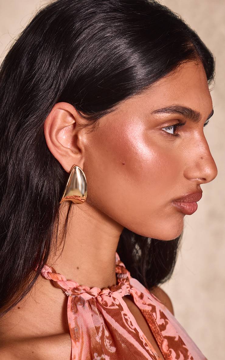 Doré Boucles D'oreilles Courbes Audacieuses