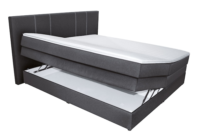 Boxspringbett Vegas Stoffbezug Anthrazit Bonellfederkernca. 180 x 200 cm
