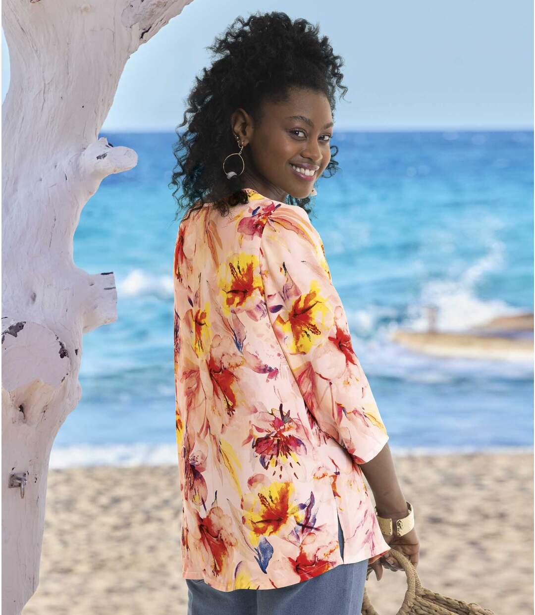 Blouse en Crêpe Imprimé Fleurs