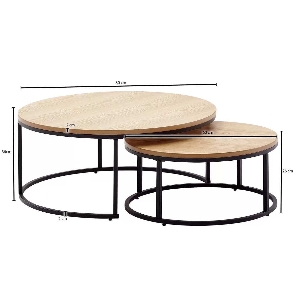 Couchtisch 2er Set Paros Eiche