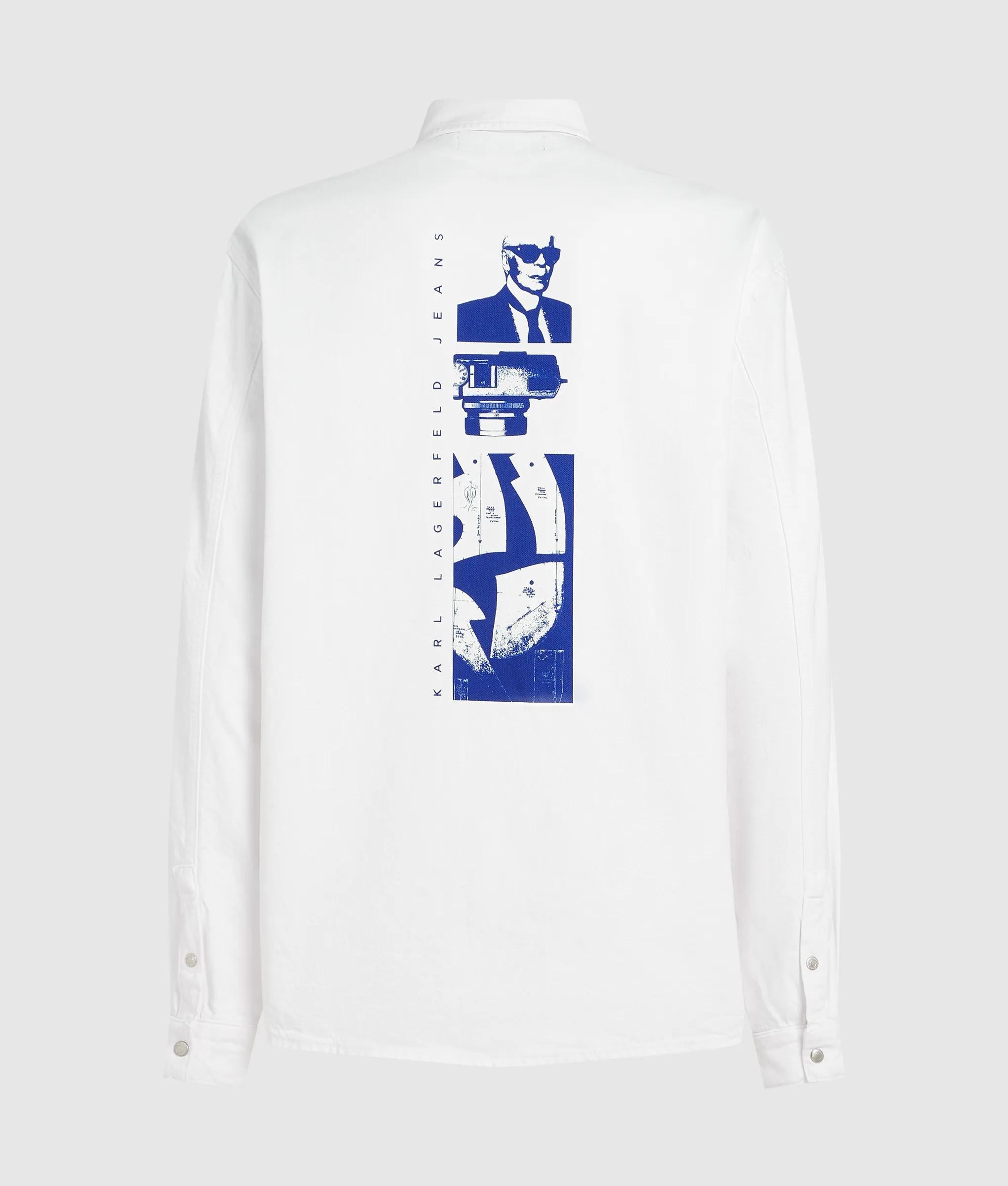 Grafisch denim overhemd met Karl-print