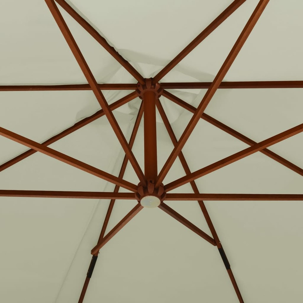 Parasol suspendu avec mât en bois 300 cm blanc sable