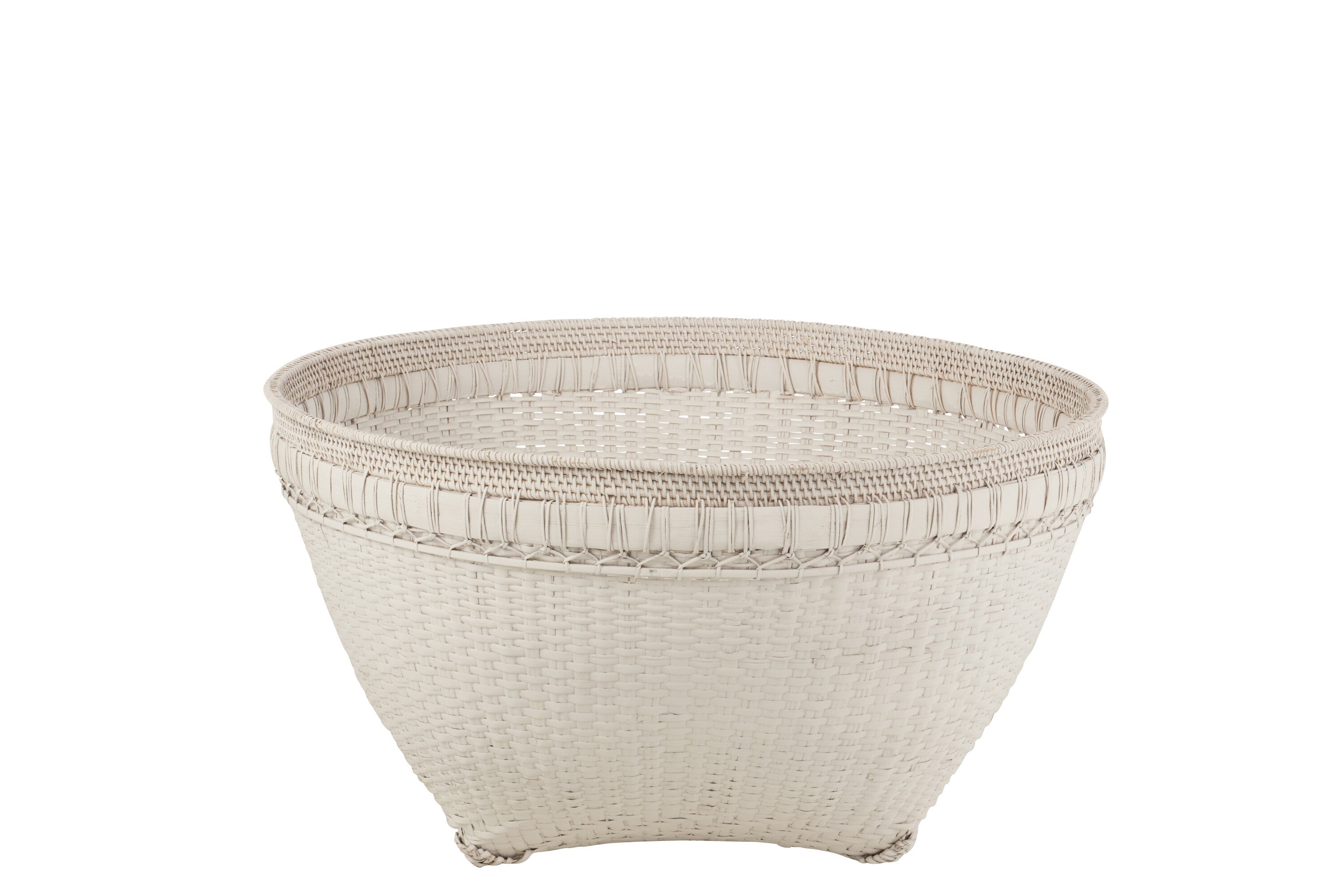 J-Line mand Rond - rotan|jute - wit - extra large