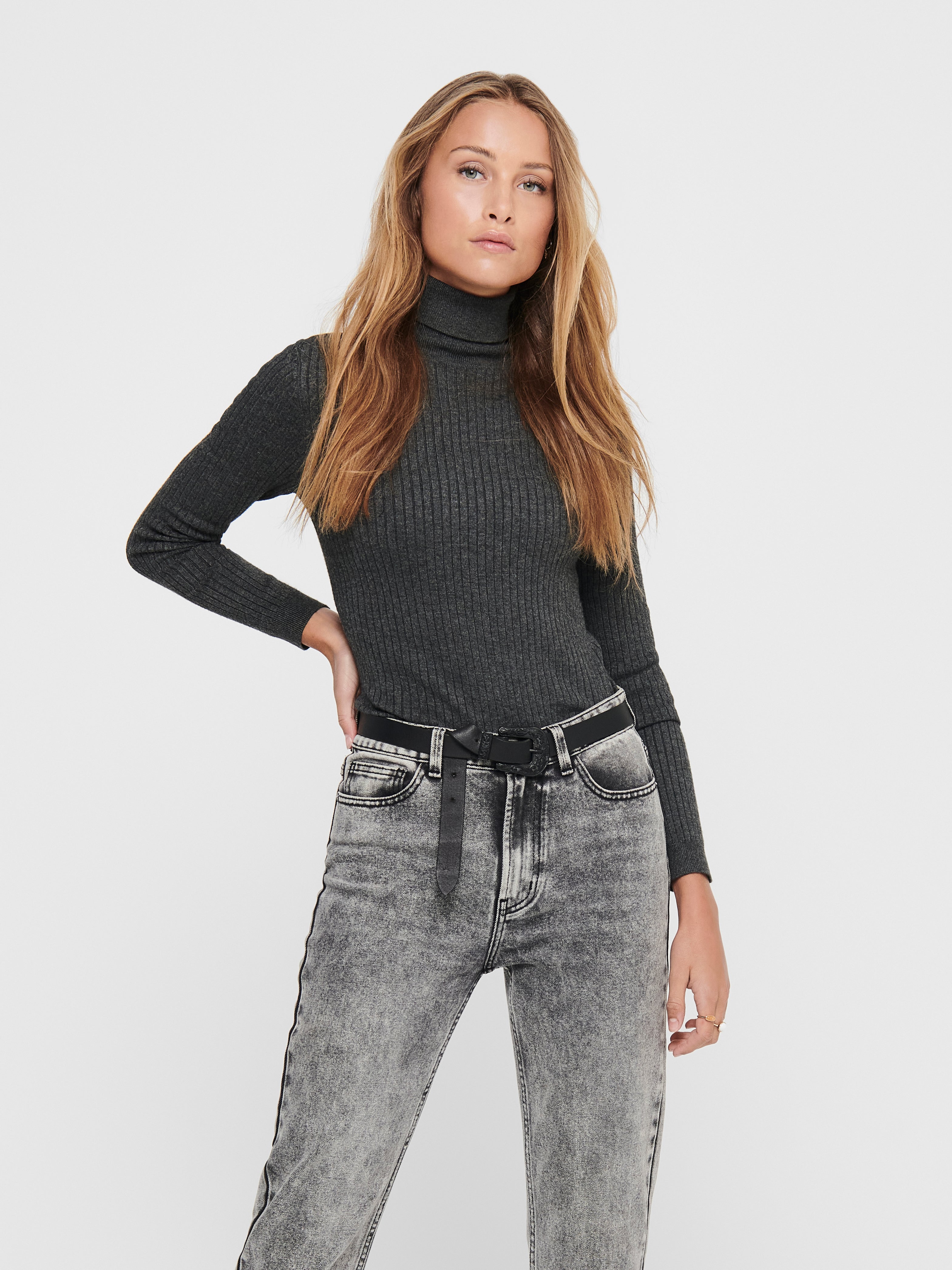 ONLKAROL Strickpullover Dark Grey Melange