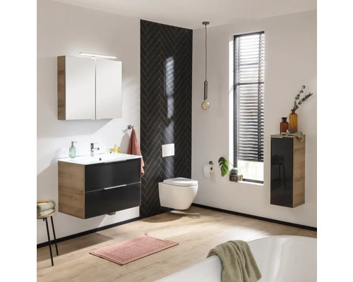 FACKELMANN B.Brillant spiegelkast, 80 x 15,1 x 68 cm, eikenhout, 2-deurs, LED, IP 20