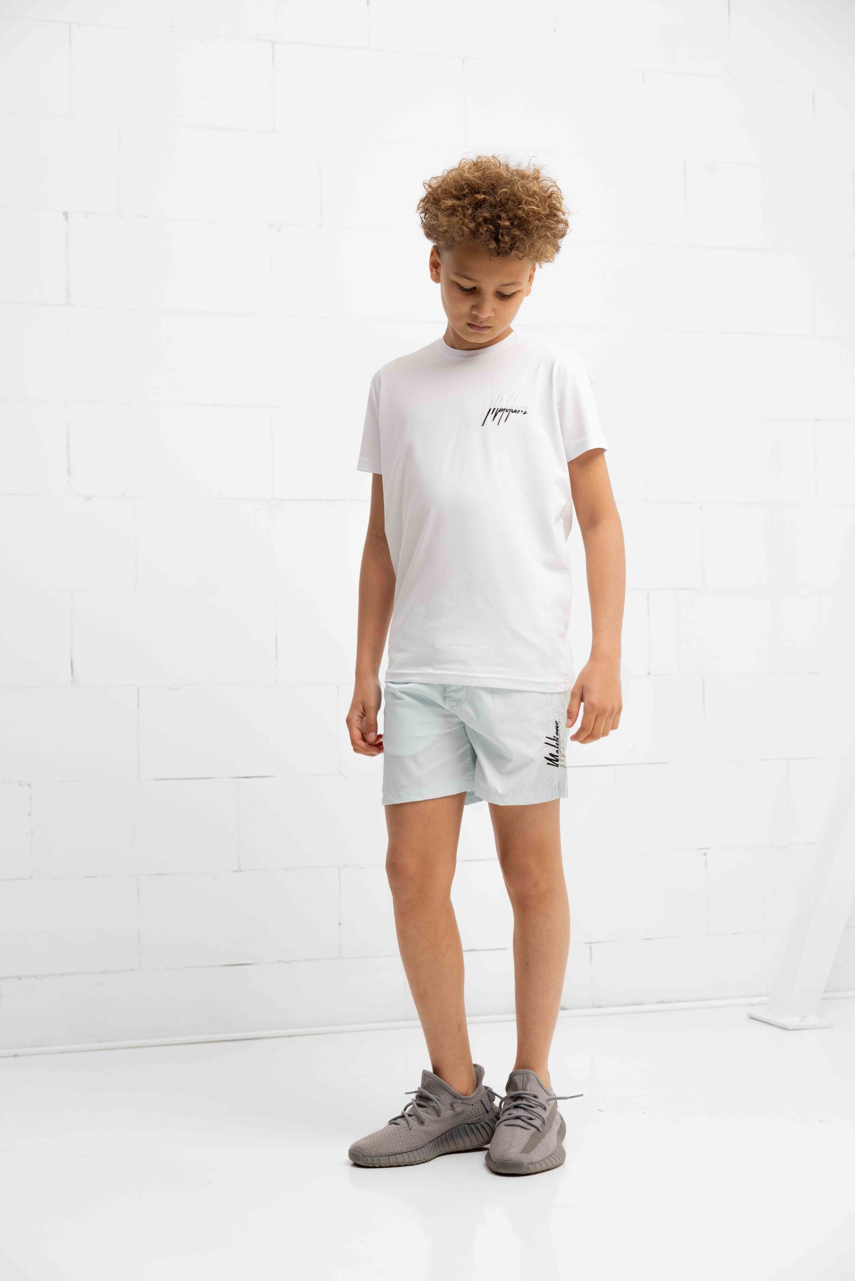 Malelions Split T-Shirt Kids Wit/Lichtblauw