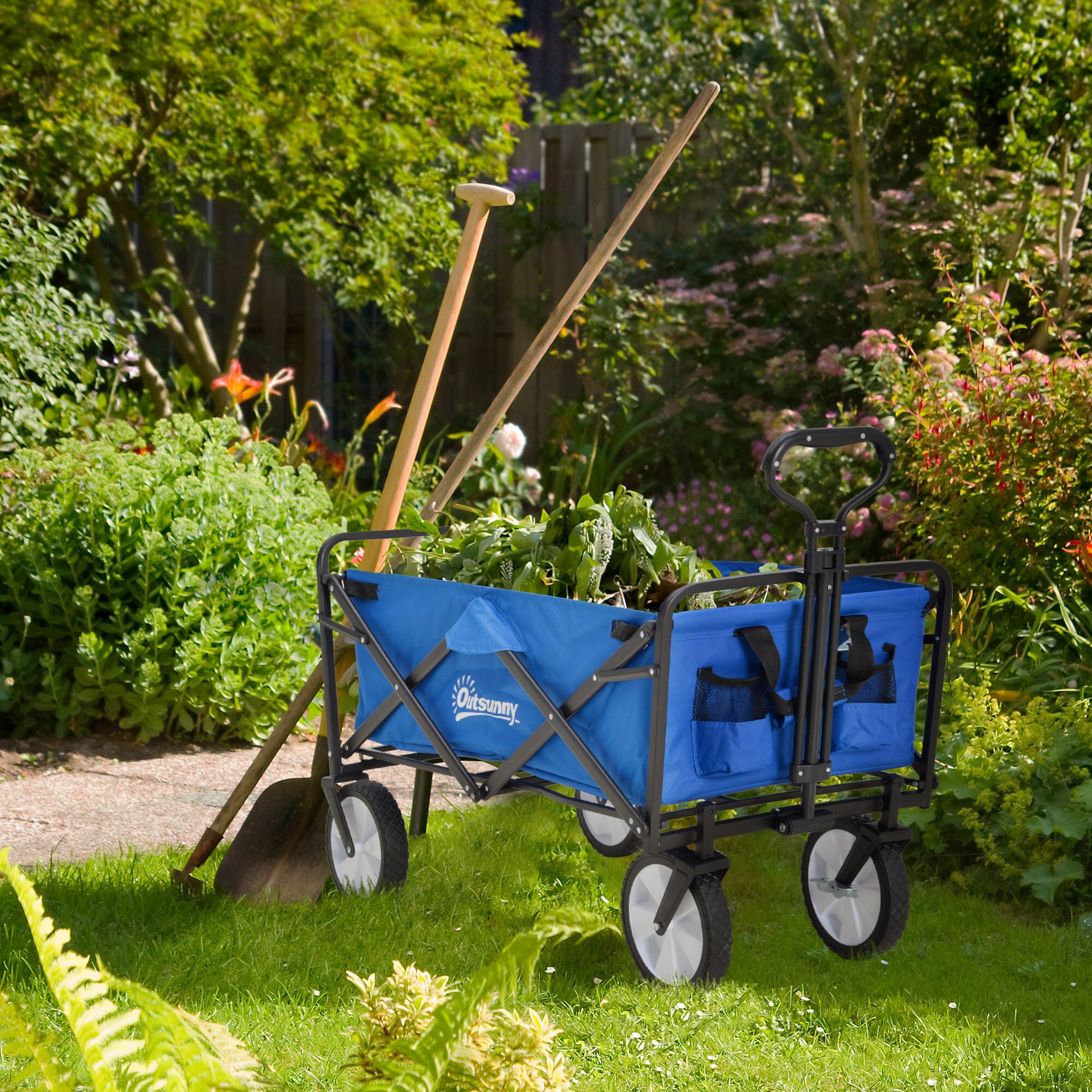 Outsunny Bollerwagen faltbar dunkelblau 107 x 51 x 91,5 cm (LxBxH)