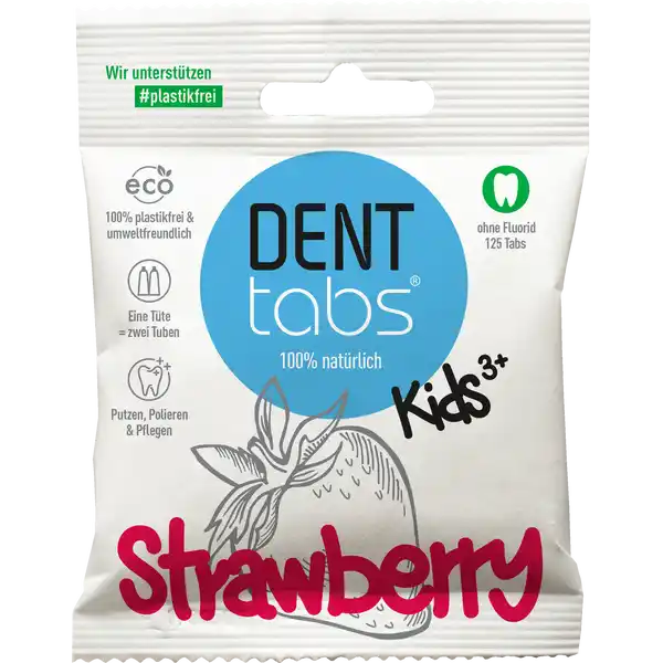 Kids Strawberry Zahnputztabletten - ohne Fluorid ab 3 Jahre