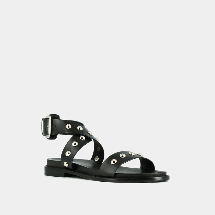 Sandales à brides croisées  en cuir noir