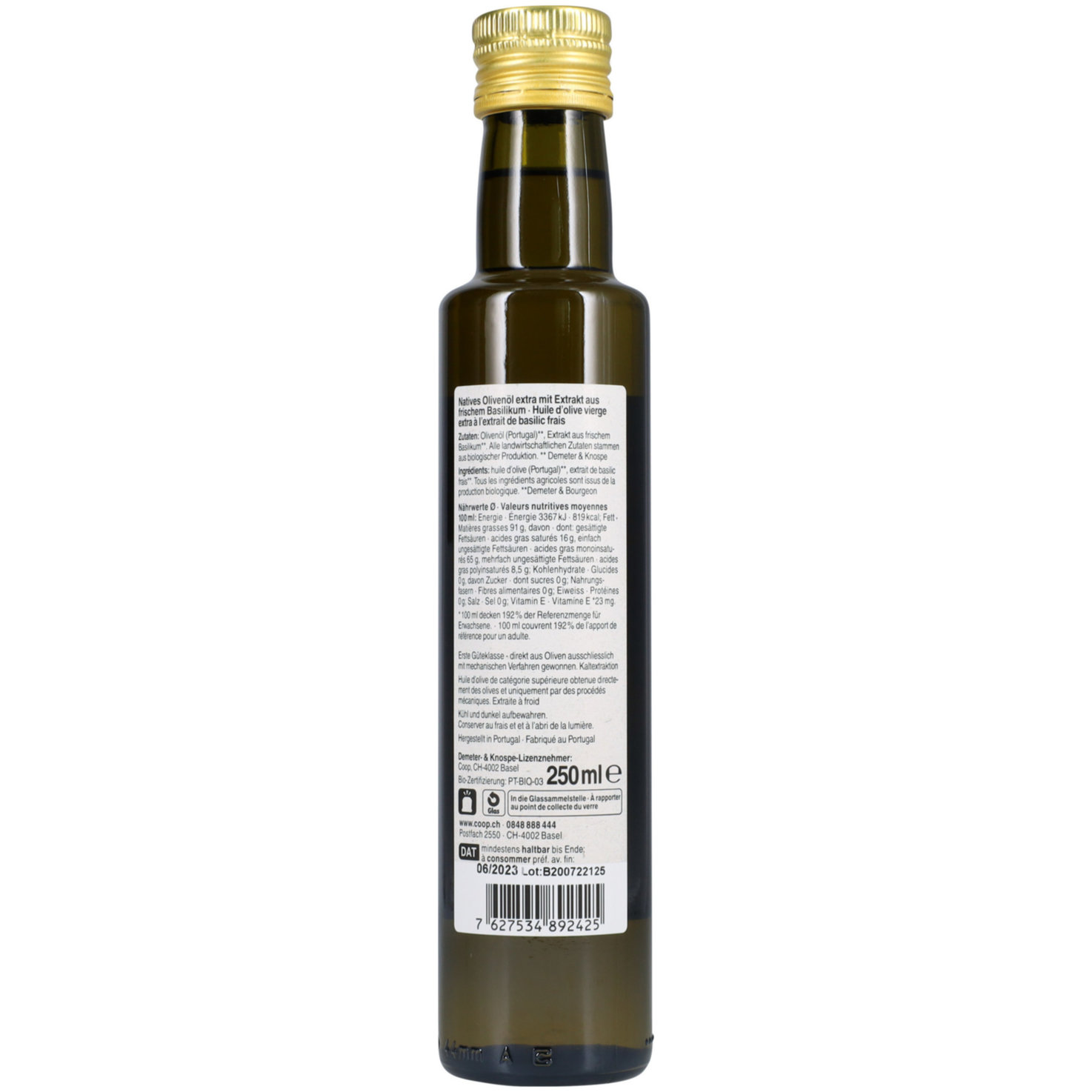 Naturaplan Bio Demeter Olivenöl extra vergine mit Basilikum