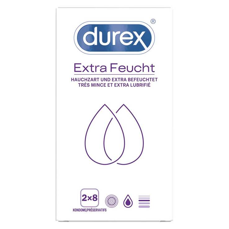 Durex extra feucht Kondome Doppelpack, 2X8 St