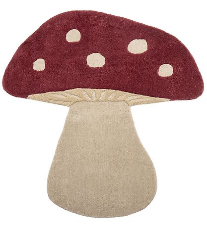 Bloomingville Mini Gulvt?ppe - Uld - 90x85 cm - Mushroom - R?d