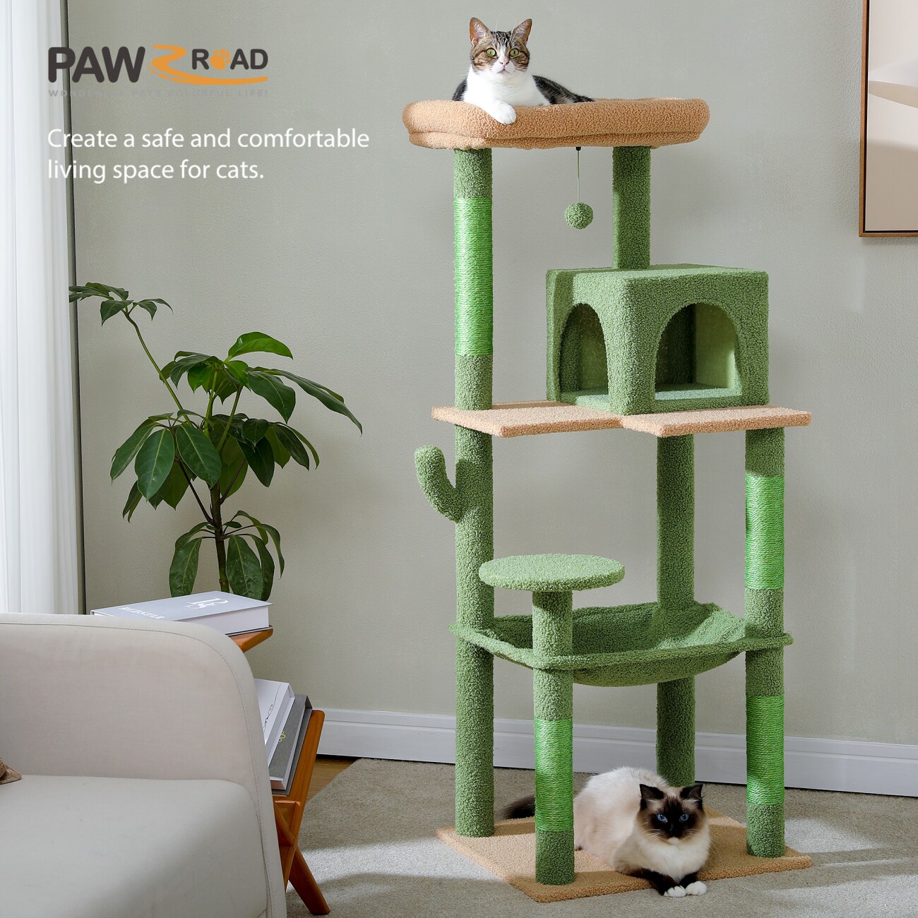 Pawz Road Kratzbaum XL für große Katzen mit Hängematte