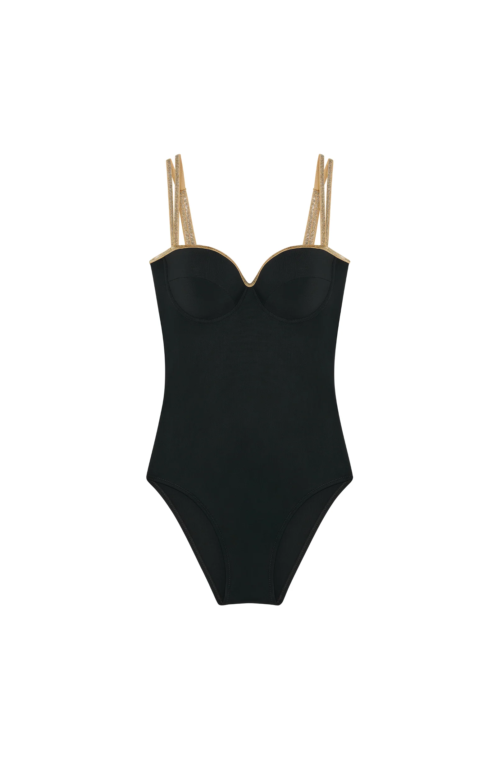 timo Maillot de bain une pièce noir et doré Noir
