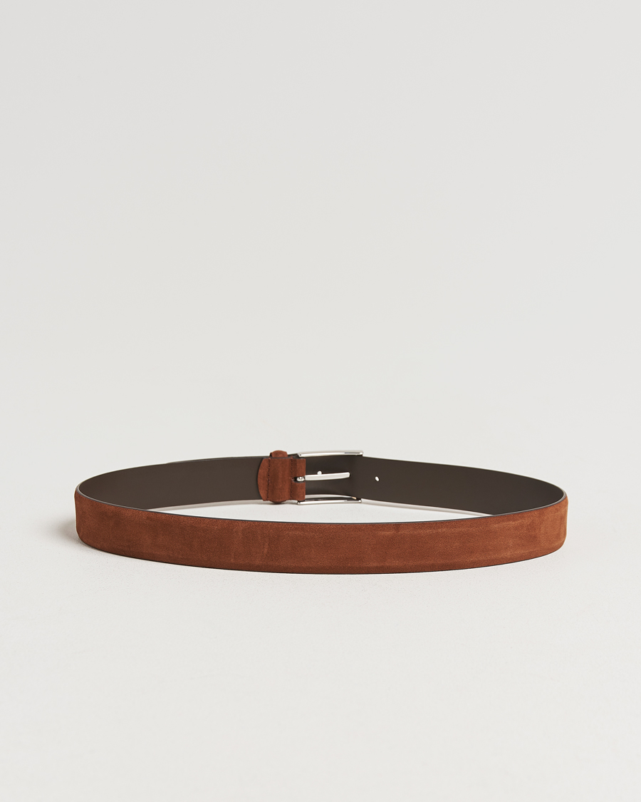 Anderson's Calf Suede 3,5 cm Belt Tobacco