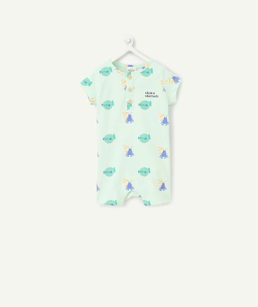 dors bien bébé garçon en coton bio vert pastel imprimé animaux marins