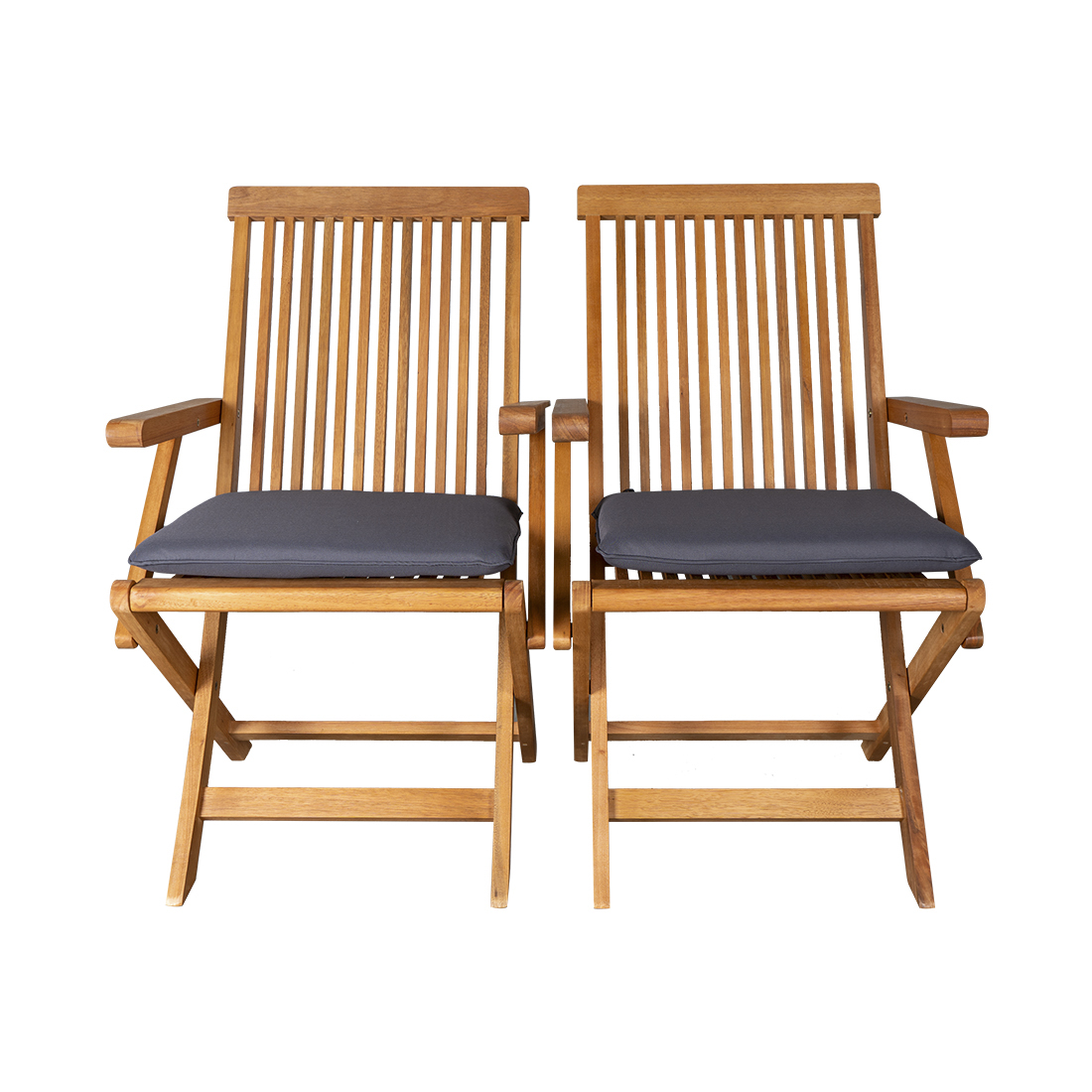 CONTINI (2er-Set) Klappstuhl mit Lehne und Kissen anthrazit Eucalyptus
