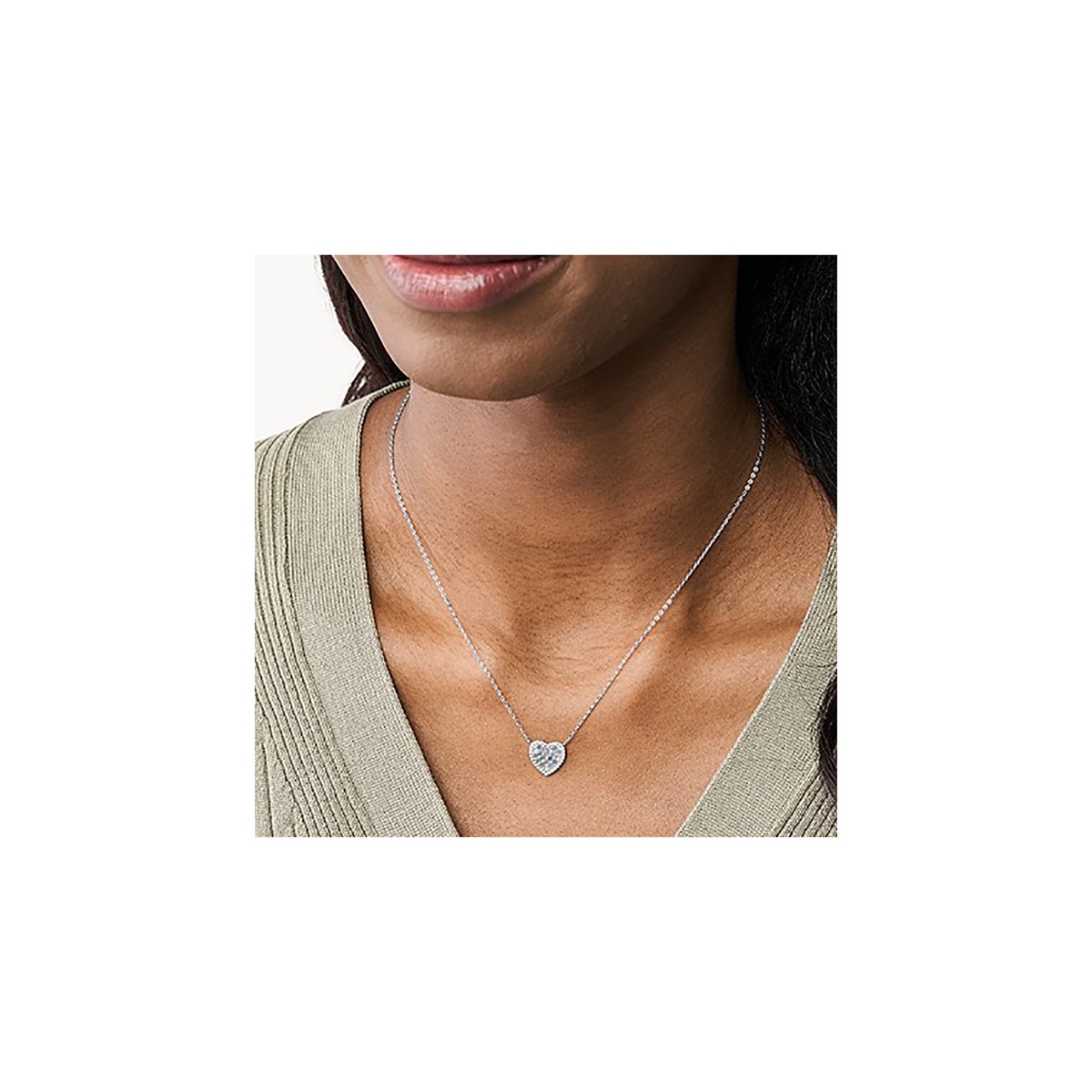 Collier Fossil Elliott coeur nacre bleue