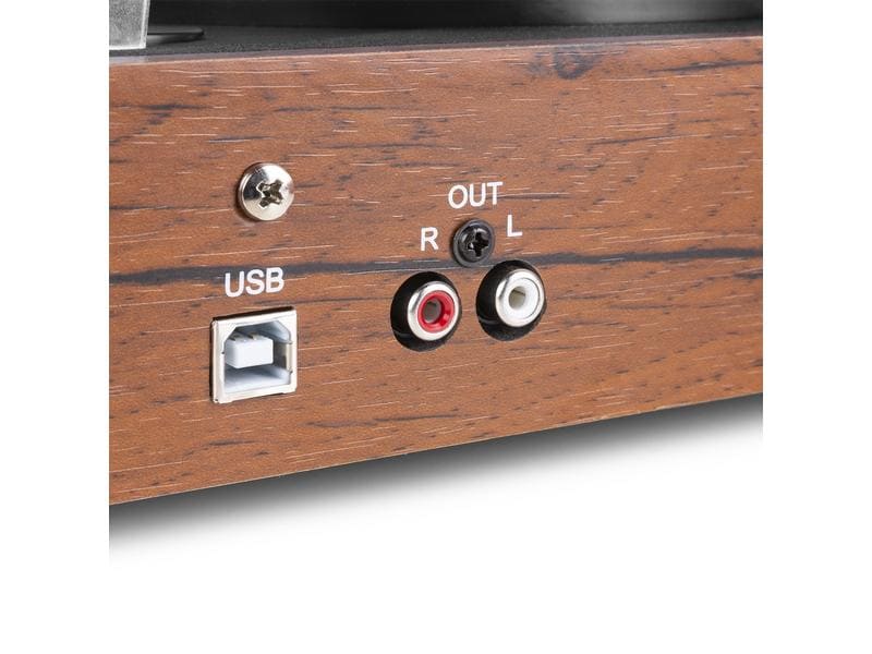 Fenton Plattenspieler RP106W Braun Handgefertigter Plattenspieler aus Holz mit zwei eingebauten Lautsprechern