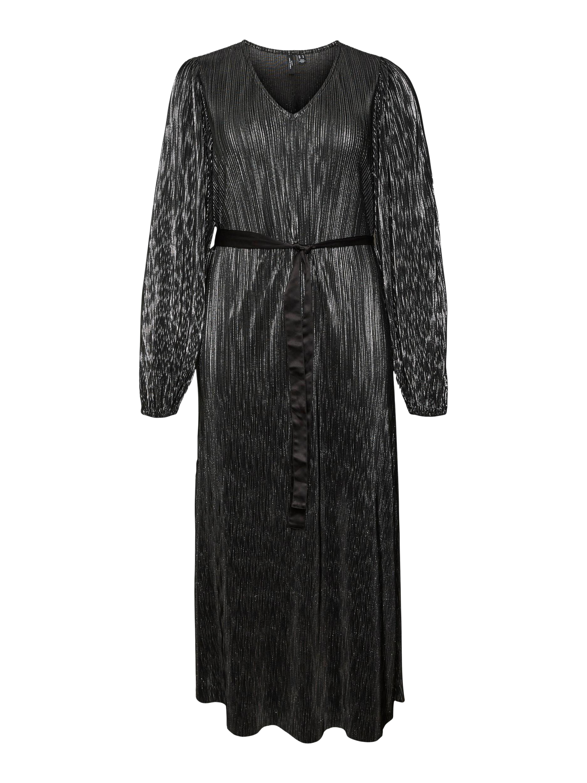 CELLA - Robe longue droite à col V | Noir
