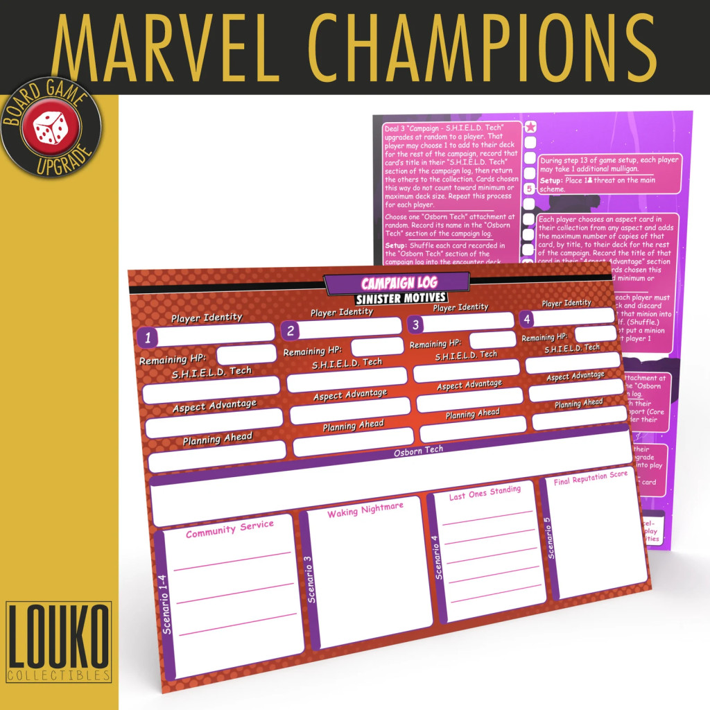 Journaux de campagne réinscriptibles pour Marvel Champions