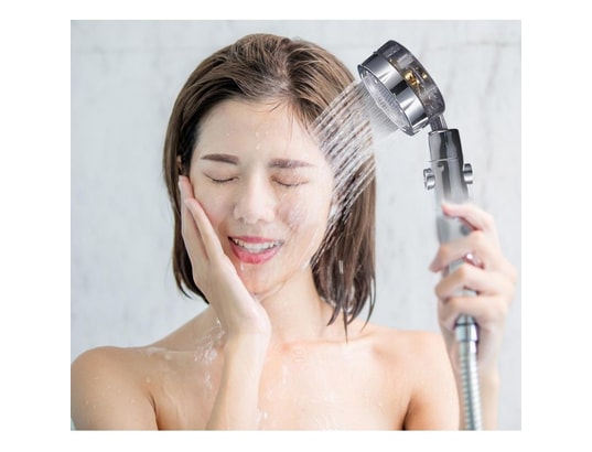 HERZBERG - Pomme et pommeau de douche Douchette à haute pression et turbocompresseur filtrant bleu...