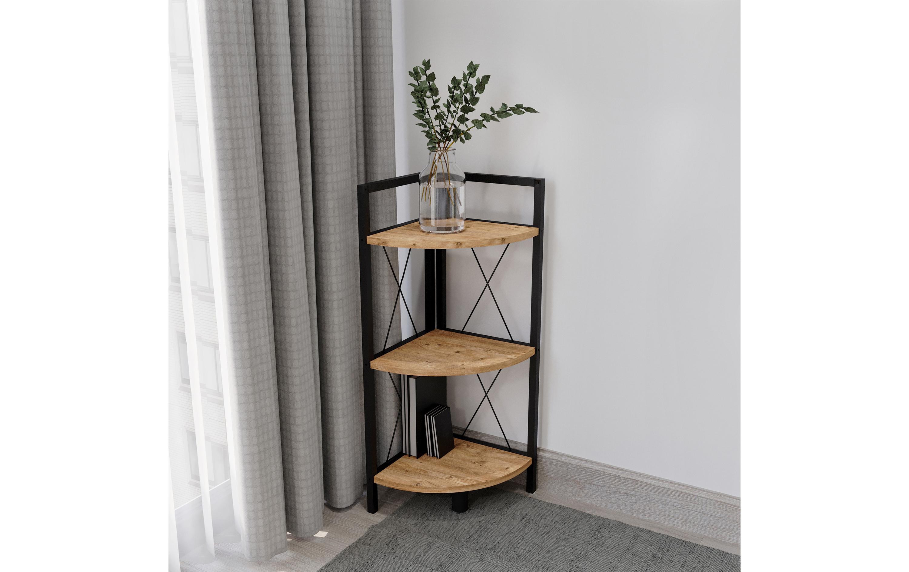 Regal Insasi 3 34 x 87 cm, Honig-EicheModernes Eckregal