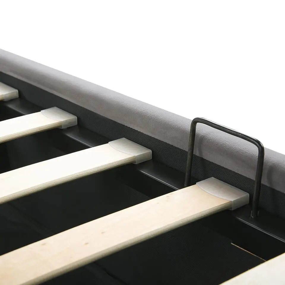 ROCHEFORT - Bed met opbergruimte - Grijs - 140 x 200 cm - Fluweel