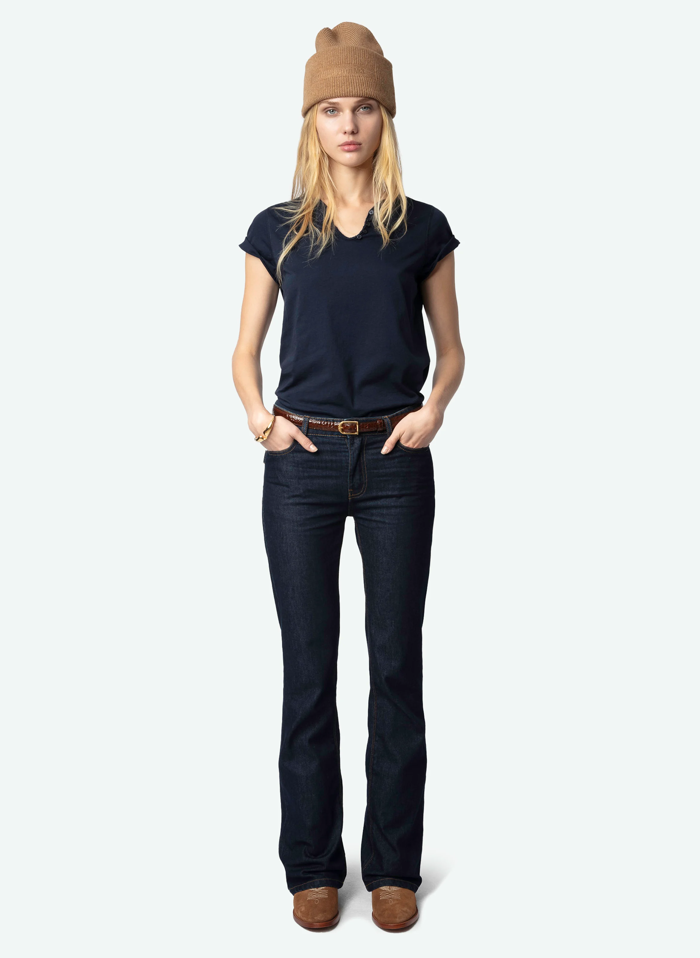 TUNI - Tee-shirt droit en coton | Bleu