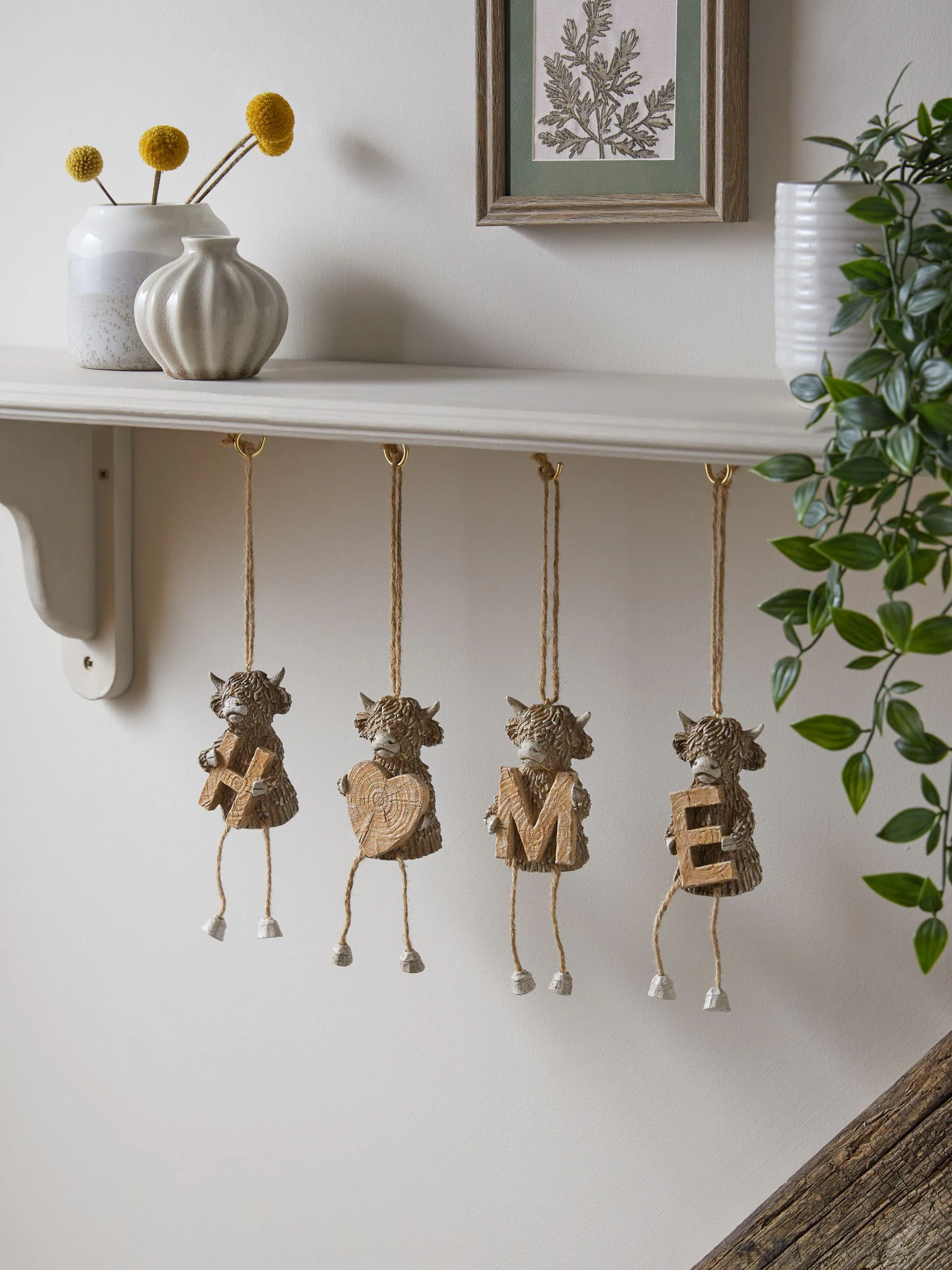 Decoratieve op te hangen Hamish de hooglanderkoeienletters